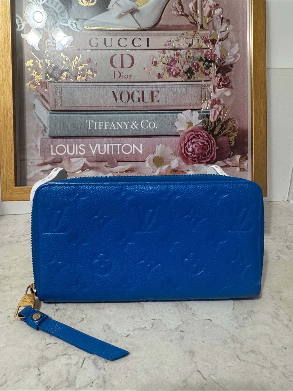 Louis Vuitton Electric Blue Zip-Around Monogram Wallet w/COA
